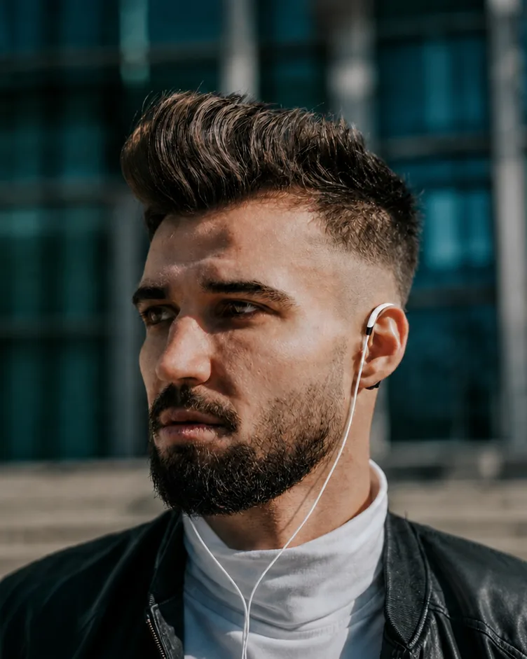 A man wearing the Roga device on his way home
