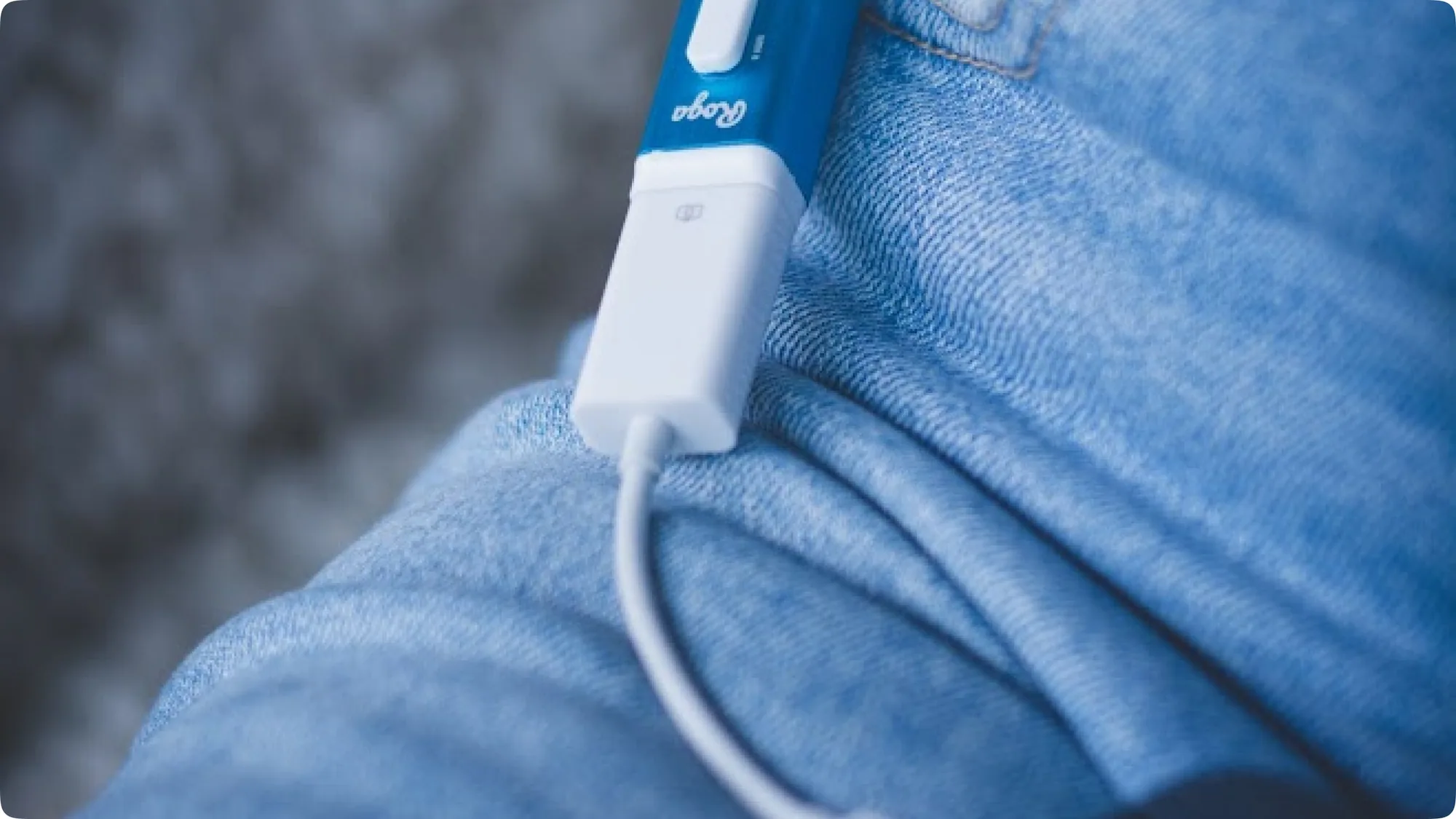 An image of Roga device plugged into the adapter.
